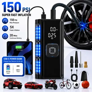 wireless tire inflator AstroAI Winter Ready Tire Inflator Portable Air Compressor | 150PSI Cordless Rechargeable Air Pump With Digital Display & Auto Shut Off | All Season Fast Inflation For Car SUV Motorcycle Bike | Cold Weather Canada Emergency Kit