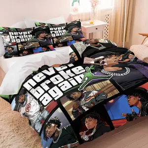 YoungBoy Never Broke Again Duvet Cover Set, 2/3 Pieces (1 Duvet Cover + 1/2 Pillowcases), Hip Hop Rapper Print, Themed Bedding for Bedroom Dorm, Decorative Bedding for Music Fans, Bed Sets, NO FILLING