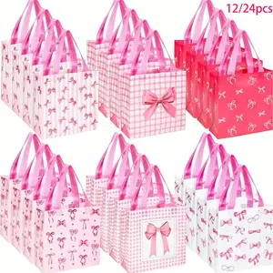 12/24pcs Beautiful Gift Bags with Handles incl. Reusable & For Presents of Any Birthday, Weddings, Valentine's Day,Mothers Day & Other Occasion Variety Bag Wedding Party Supplies Packaging