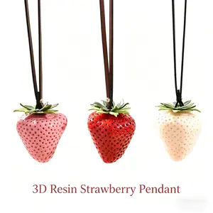 3D Handmade Resin Strawberry Bag Charm, Bag Pendant, Unique Personalized Keychain, High-Quality Leather Strap Accessory, Perfect Holiday Gift, Fashion Bag Charms