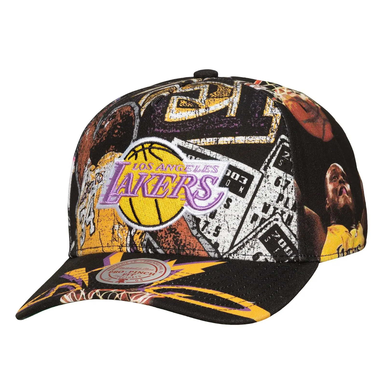 Shaquille O'Neal Los Angeles Lakers Hardwood Classics My Tee Pro Pinch Snapback Hat NBA Throwback Cap Adjustable Fan Gear Mitchell & Ness