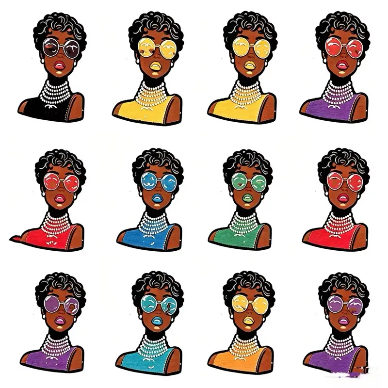 Fashion Afro girl Iron On Patches for Clothing