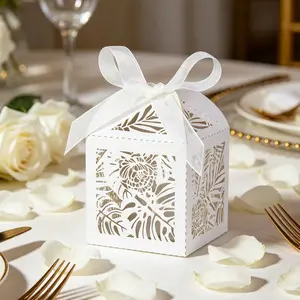 Festival Wedding Candy Box, Laser Cut Flower & Leaf Design, Exquisite Carved Chocolate Box