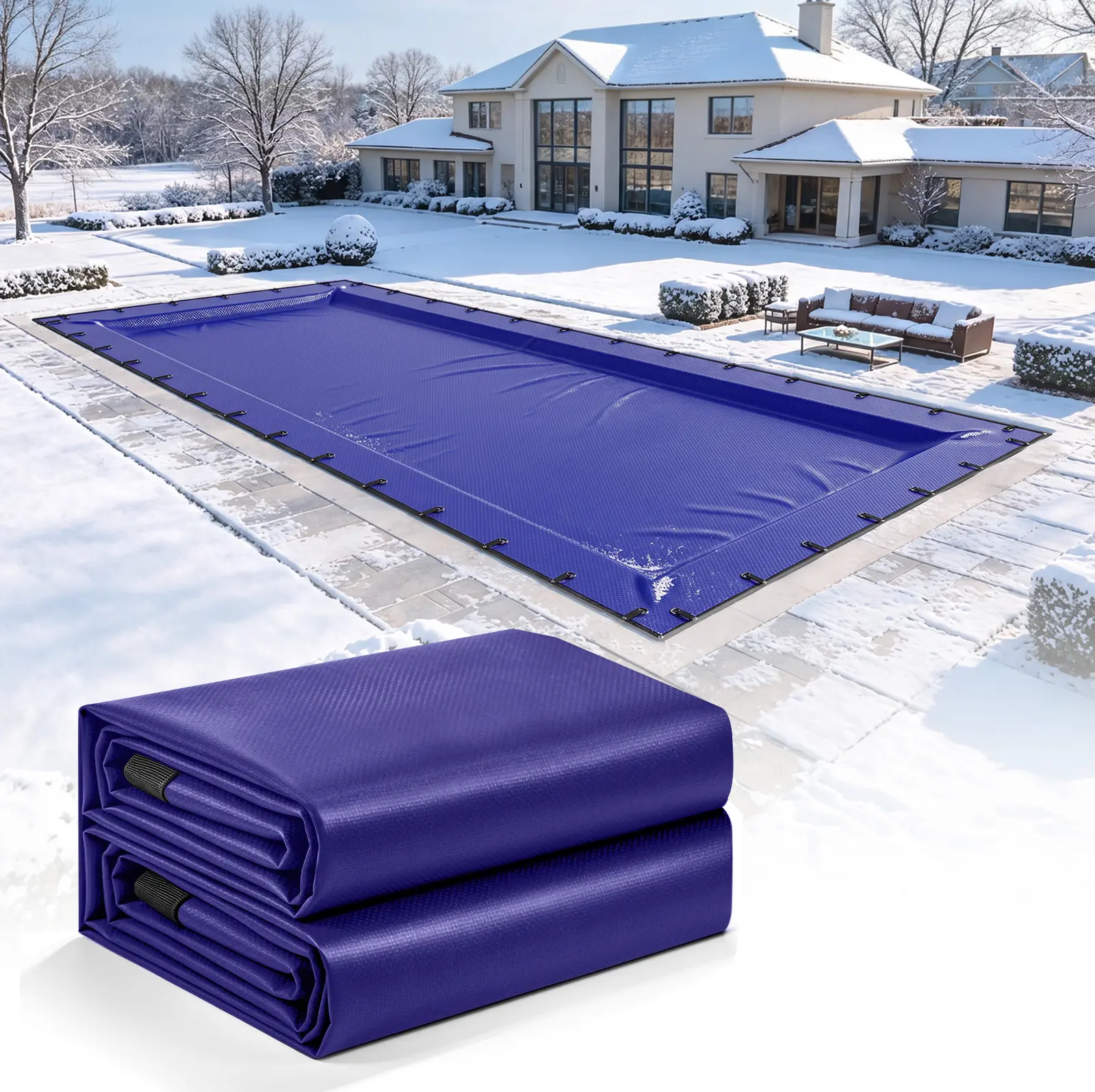 UIRWAY Inground Pool Cover - Outdoor Inground Use Cover, Designed for Rectangular Winter Swimming Pools
