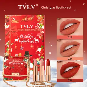 ​TVLV 3-Piece Holiday Lip Kit - Moisturizing Kiss-Proof Nude Lipsticks, The Perfect Christmas Gift & New Year Lip Set​