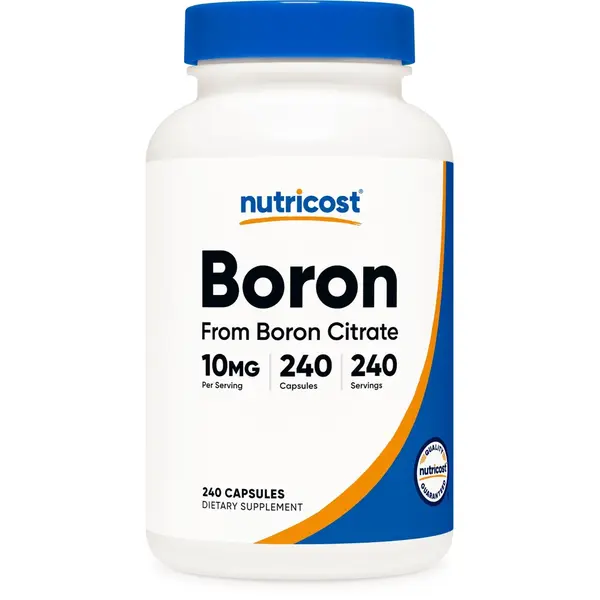 Nutricost Edible Boron Vitamin Healthcare Dietary Supplement, 10mg, 240 Organic Vegetarian Capsules, Gluten-Free, Non-GMO