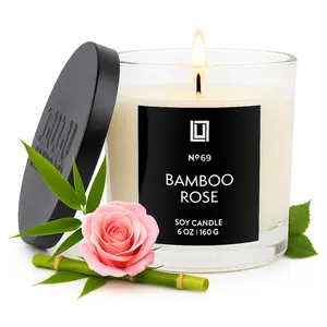 Bamboo Rose | Luxury Scented Candle | 6 Oz. with Black Lid