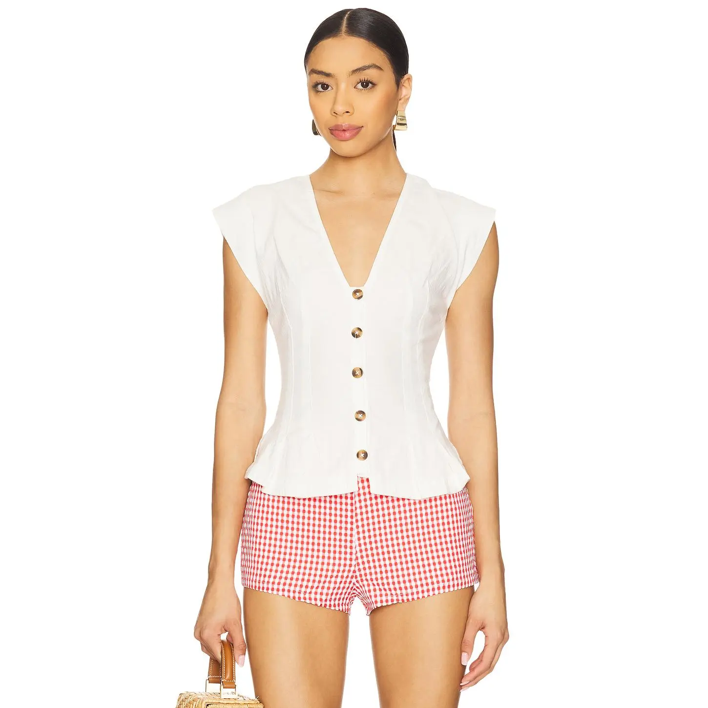 Free People x REVOLVE Dylan Vest in Clean Ivory
