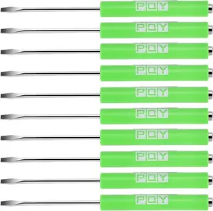 Pcs Mini Pot Screwdriver with Clip Magnetic Slotted Small Screw Drivers with Flat Head for Mechanical, Electrician (green)
