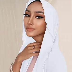 Lace Edge Women Hijab Chiffon Long Scarf Shawl,70.87*27.56inch