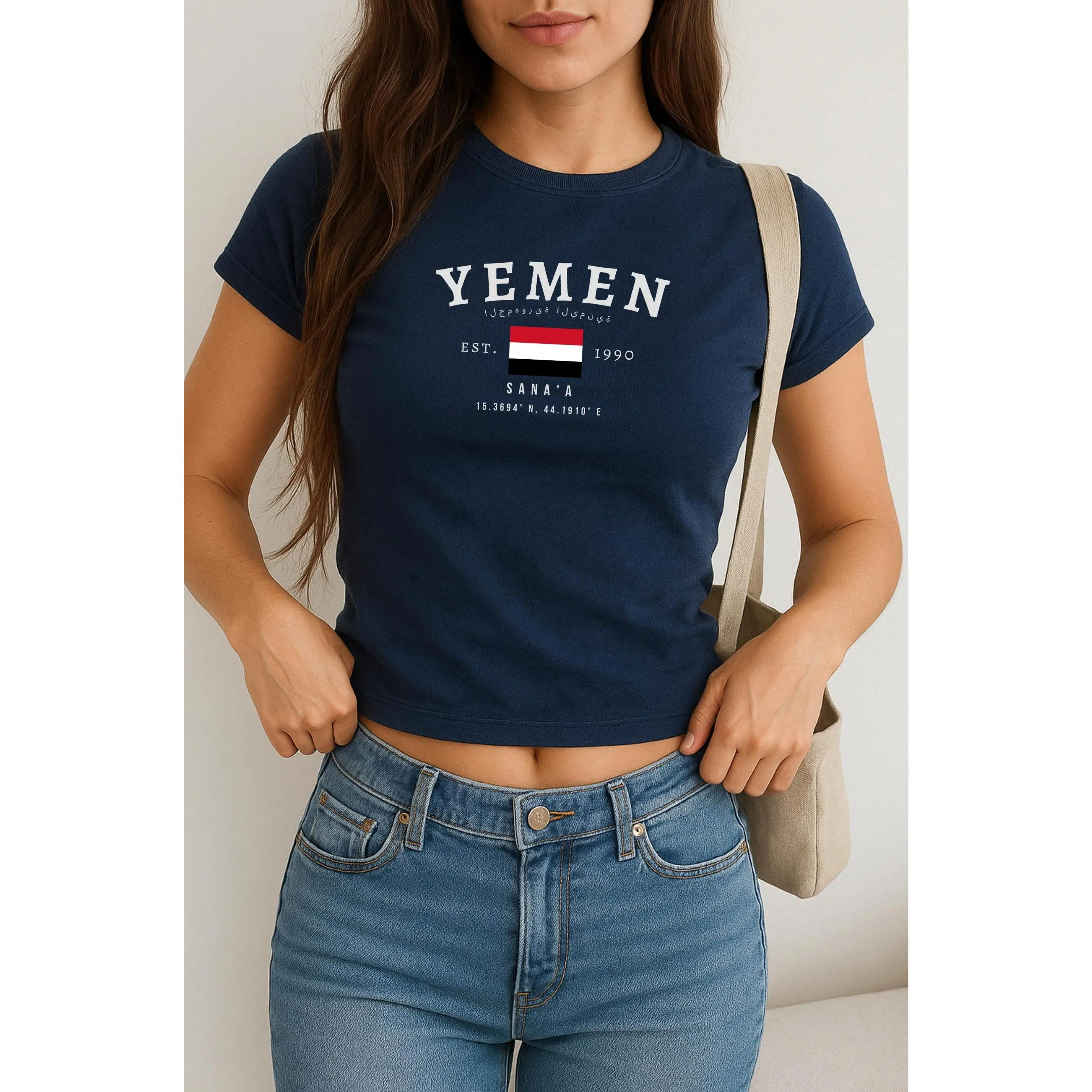 Yemen Baby Tee,  Al-Yaman Y2K , Vintage Sanaa Flag Shirt, Middle Eastern Aesthetic Tee, Yemeni Pride Baby tee for Women