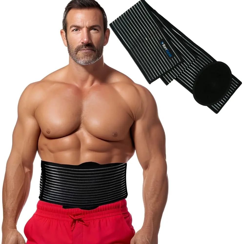 RiptGear Umbilical Hernia Belt For Abdominal Support - Compression Pad For Waist & Tummy After Surgery, Postpartum Aid