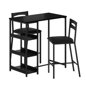 3-Piece Dining Table Set for Small Spaces, Compact Kitchen Table with 2 Upholstered Chairs, Industrial Modern Breakfast Nook Set for Apartments, Kitchens