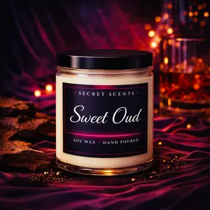 Secret Scents Sweet Oud Highly Scented Natural Soy Wax 16 oz Candle