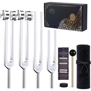 Tuning Forks for  Set (128Hz, 136.1Hz, 256Hz, 528Hz) -- Complete Sound  Tools for Meditation,   & Inner