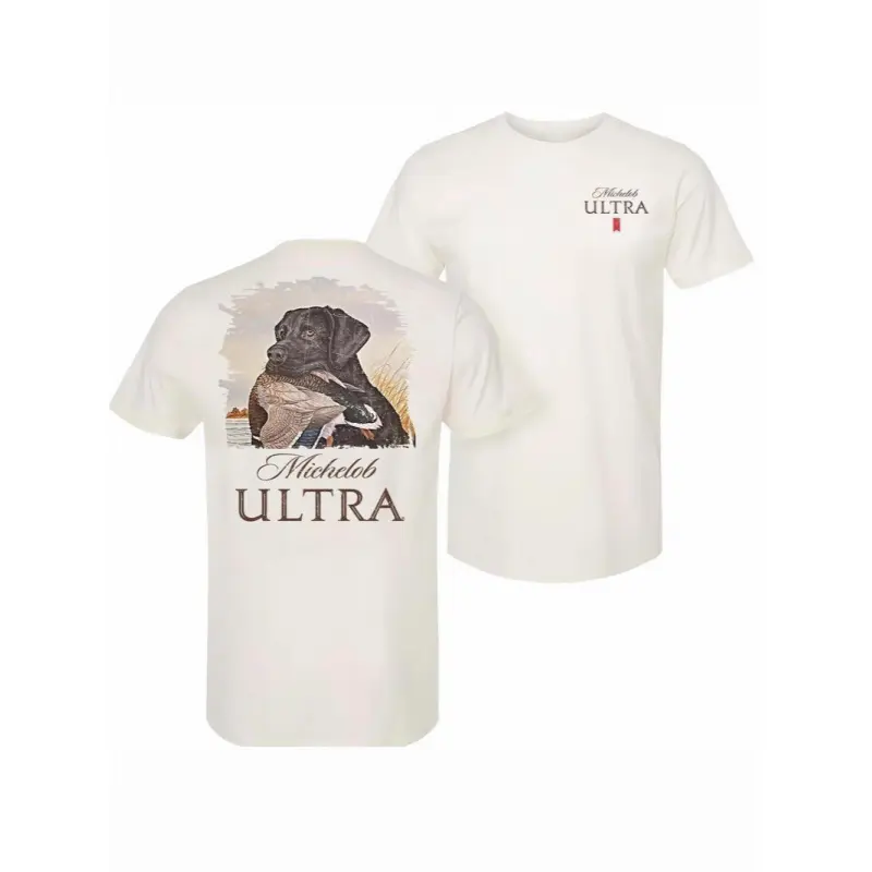 Men's Michelob Ultra Hunting Labrador Butterysoft Cotton T-Shirt - Casual Fit Outdoor Vibe Tee, Gifts for Boyfriends