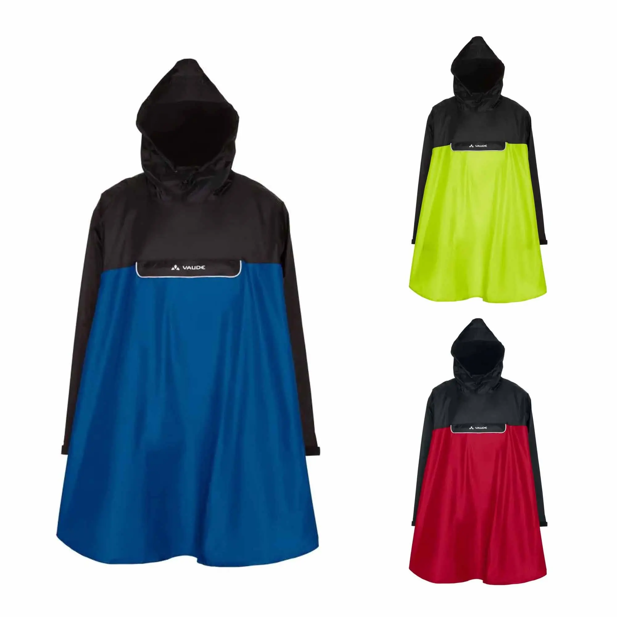 VAUDE Valero Unisex Rain Poncho - Eco-Friendly Hooded Rain Cover, Packable with Long Sleeves for Biking, Bike Riding, One-Piece