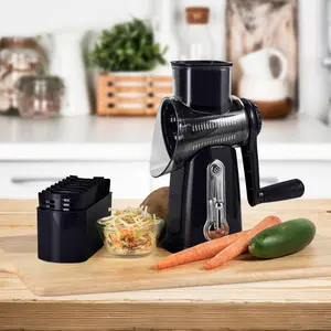 5-in-1 Handheld Rotary Cheese Grater Slicer - Kitchen Utensil with Non-Slip Suction Base, Vegetable Slicers, Grater Mandolines for Fresh Cheese