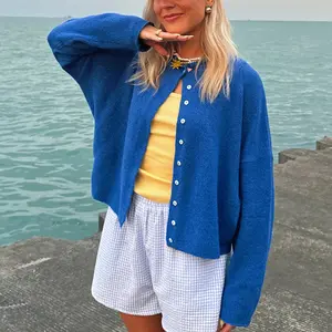 Cali Cardigan - Blue Casual Knit Cardigan with Button Front, Soft Fabric, Perfect for Casual Wear Fit Knitwear