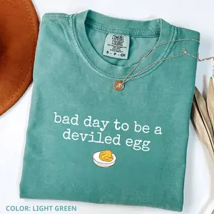 Comfort Colors Bad Day To Be A Deviled Egg T-Shirt, Funny Thanksgiving Tee, Sarcastic Friendsgiving Food Humor Shirt, Fall Dinner Top
