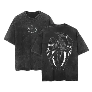 Ryomen Sukuna Jujutsu Kaisen Unisex Oversize Anime Manga Washed Heavyweight Cotton T-shirt, Gift For Anime Fan, Anime Lover, Graphic Tees Gift For Him And Her