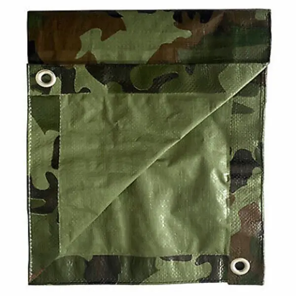 212 MAIN Large Camouflage Polyethylene Tarp (10x12 ft, 120 sq ft) - UV Resistant Canopy with Rolled Grommets, Camping & Hiking Tent Accessory for Outdoor Sports Use
