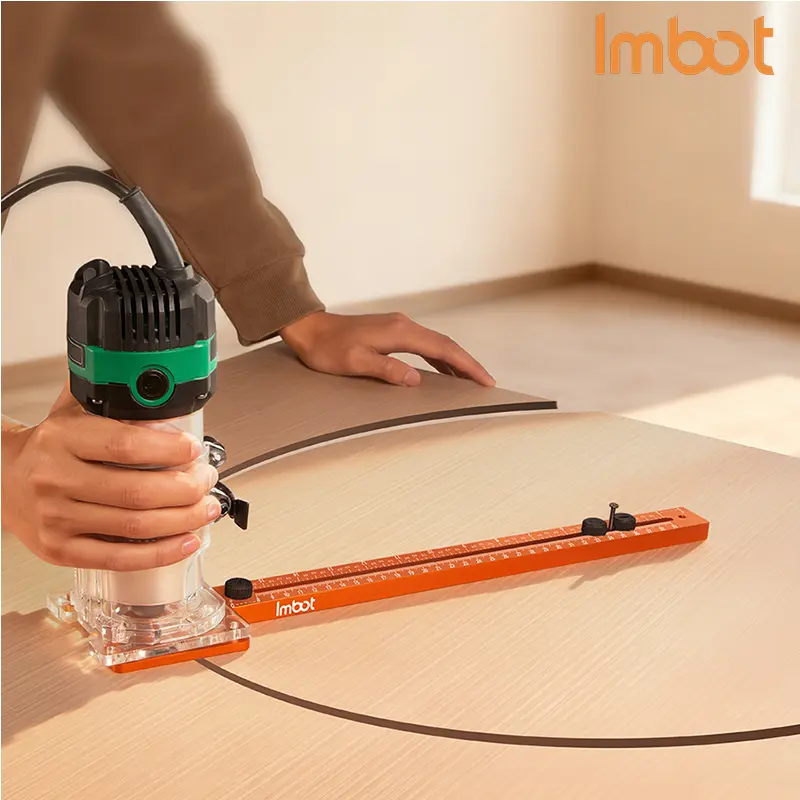 IMBOT Multi-function Aluminum Alloy Router Jig - Adjustable Radius Woodworking Power Tool Accessory for Milling, Circle Cutting, Precision Grooving, Cabinet Drilling (All-in-1 Guided Tools)