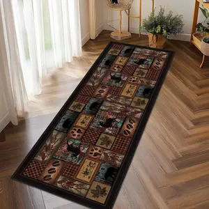 Vintage Forest Animal and Nature Design Rug, Boho Runner Rug, Long Carpet for Living Room, Office Mat, Bedroom Kitchen Home Decor, Indoor Decoration