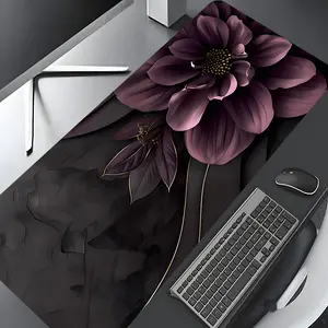 Elegant Dark Purple Floral Large Gaming Mouse Pad,Gaming Mousepad,Aesthetic Desktop Drotection Pad,,Washable Rubber Pad Non-Slip Lock Edge Multi-Size Mouse Pad Suitable For Home Office,Good Gift for Family and friends