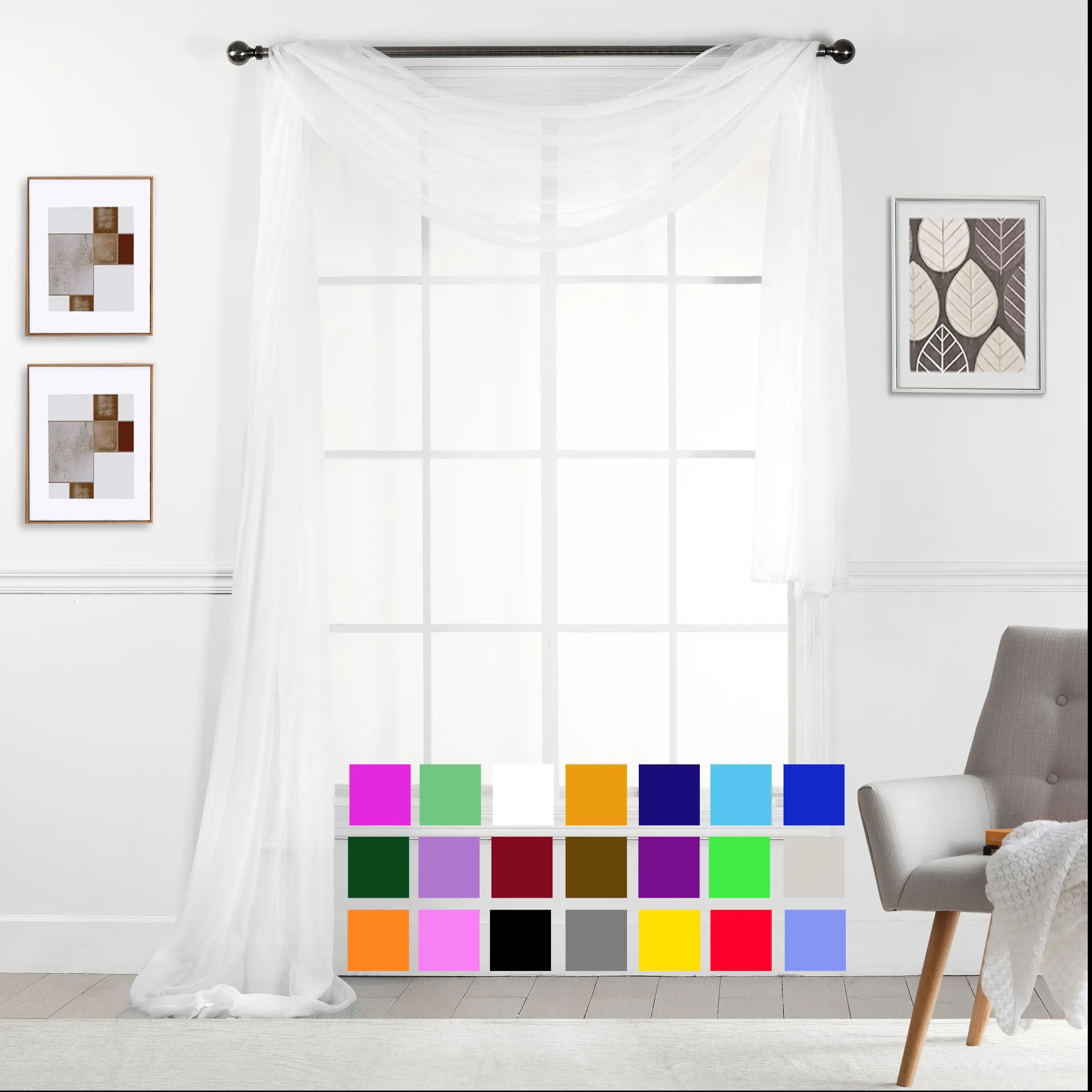 Sheer Window Scarf Multifunctional Voile Valance Sheer Window Scarf Multifunctional Voile Valance