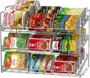 Stackable Can Rack Organizer for Kitchen and Pantry, Holds Upto 36 Cans, Chrome Finish - Home Organizer