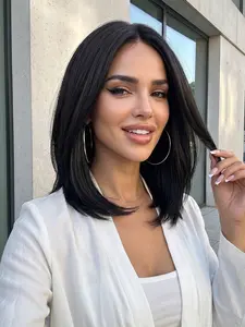 13x6 No-Adhesive Lace Front Wig Cap, 12-Inch Fiber Hairpiece, Breathable Lace Scalp Line, Long Straight Hair, Heat Resistant, Comfortable