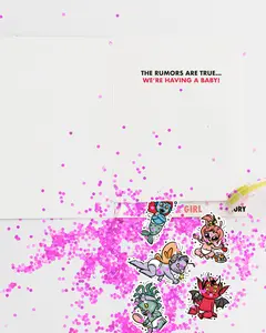 Gender Reveal Girl Glitter and Sticker Surprise