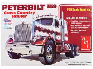 Skill 3 Model Kit Peterbilt 359 "Cross Country Hauler" 1/25 Scale Model by AMT
