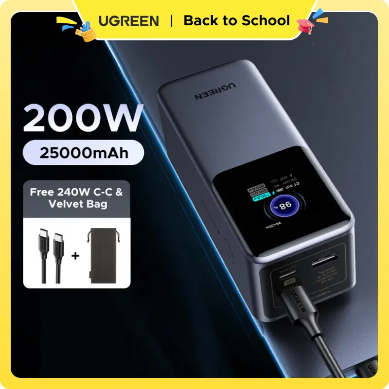 UGREEN Portable Charger - Mobile Chargeable Power Banks (20000mAh 130W,25000mAh 200W,12000mAh 100W PD Fast Charging) with LED Display, 65W Charger for iPhone 17/16 Macbook Air/Pro Lenovo Laptop, Back to School Haul Tools and Gadgets,tiktokshopbacktoschool
