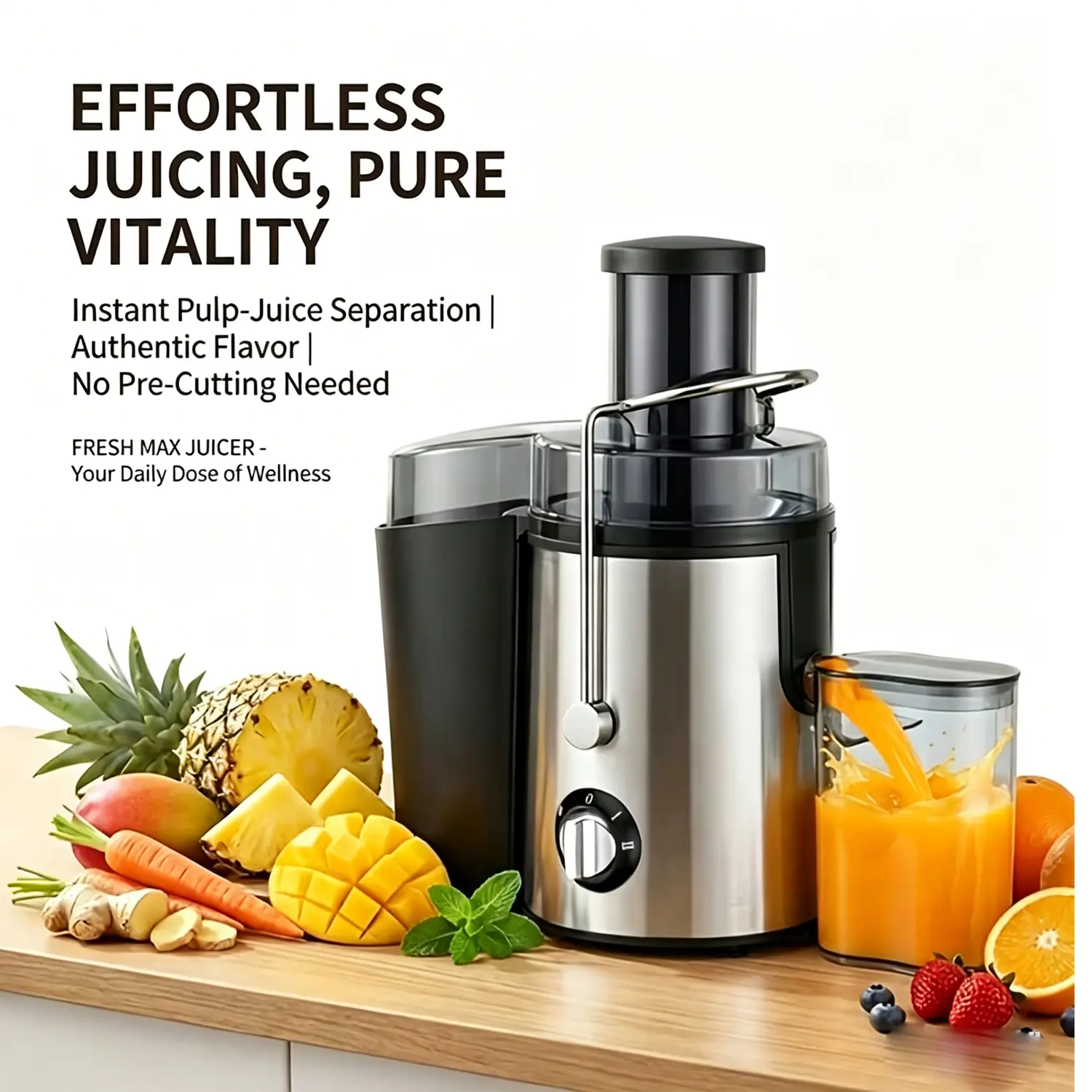 Multi functional juicer, large capacity household and commercial juicer, fruit juicer, vegetable juicer, high-power fast juicer, easy to clean