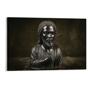 Black - Skinned Jesus Bust Sculpture, Hand - Carved Ebony Wood, Dark Religious Art, Detailed Craft, for Home Decor & Religious Collection