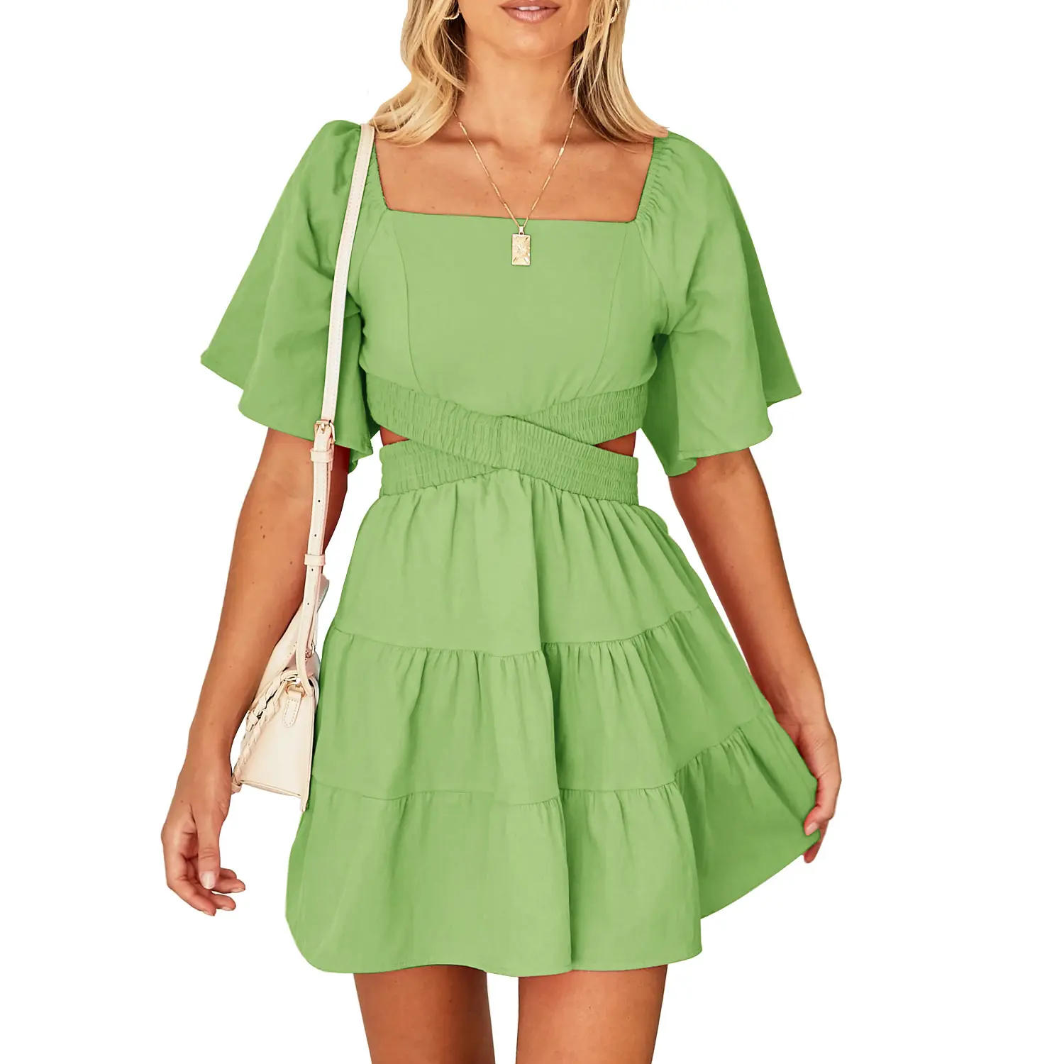 Shy Velvet Women's Summer Dress Square Neck Short Sleeves Crossover Waist Casual Party Mini Dress - TikTok Shop Shy Velvet Women's Summer Dress Square Neck Short Sleeves Crossover Waist Casual Party Mini Dress - TikTok Shop