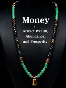 ZB-Tiger Eye Green Aventurine Beaded Necklace - Wealth & Protection Crystal Jewelry for Men Women, Abundance Manifestation Necklace