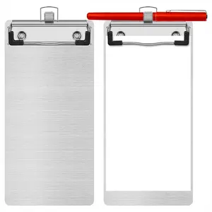 Metal Aluminum Clipboard with Pen Holder 4.1 x 8.4 Inch Mini Aluminum Pocket Clipboard A5 Clipboard for Office School US