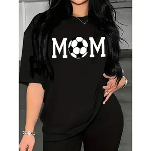 Women's Football (Soccer) Print T-Shirt - Short Sleeve Round Neck Casual & Sporty Top with Female Athlete Graphic, All-Season Fit, Machine Washable Soccer Fan Apparel