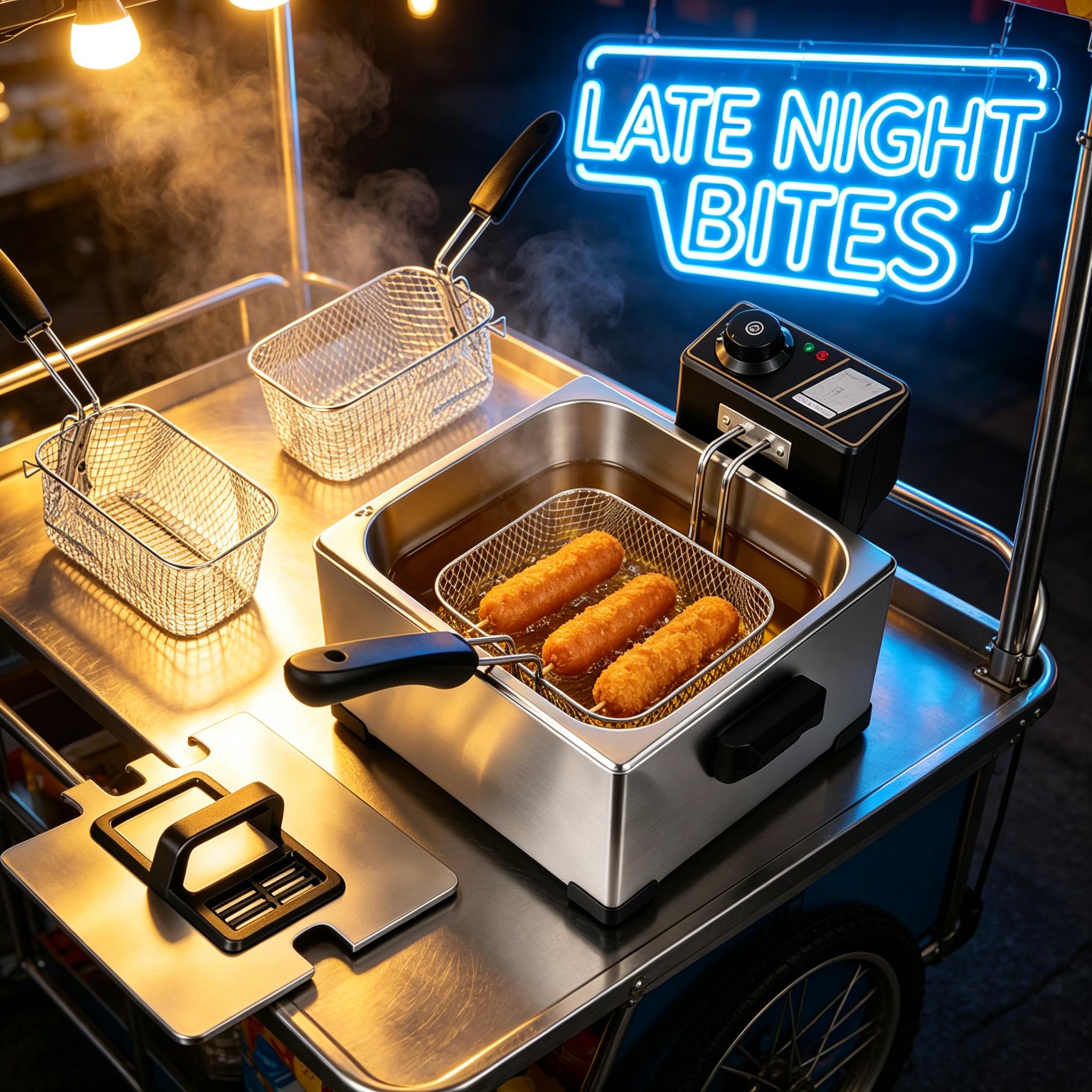 3PCS Family & Commercial Stainless Steel Deep Fryer, 5L Large Capacity, 1400W with View Window, Triple Baskets Countertop Frying Machine for Home Kitchen Restaurant Fried Chicken Fries Donuts Snacks