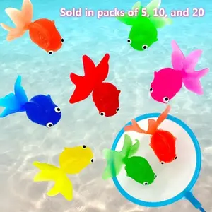 Cute Cartoon Fishing Toy Set, Soft Rubber Goldfish & Big-Eye Design, Ideal Fish Tank Decorations, Perfect Holiday Gifts for Kids, Swimming Pool Set
