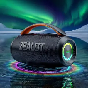ZEALOT 60W Portable Bluetooth Speaker, HIFI Surround Stereo, Thunderous Bass Subwoofer, IPX6 Waterproof, EQ Control, RGB Lights, 6000mAh Long Life for Party Camping Pool