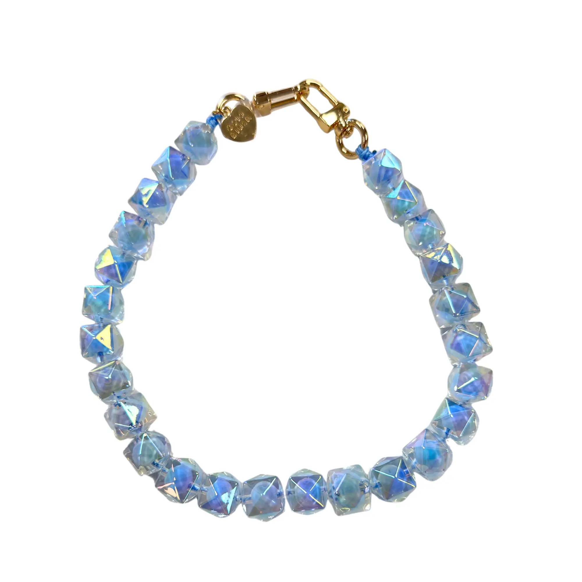 Gold Blush Prism Chain- Iridescent Crystal Bag Charm Chain, Sparkle Prism Strap (18")