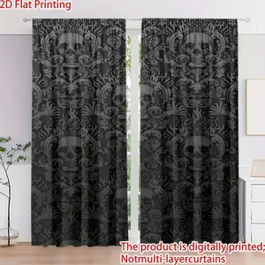 Skull Curtain Set, 2 Piece Drapes Window Curtain for Living Room Bedroom, Elegant Home Decor, Festive Decoration, No Ca Prop 65