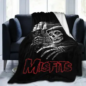 Misfits horror theme printed flannel blanket, suitable for all seasons, suitable for bed, sofa, travel, ideal for Halloween decoration,birthday gifts