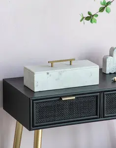 Pre Order Box White Marble With Brass Handle