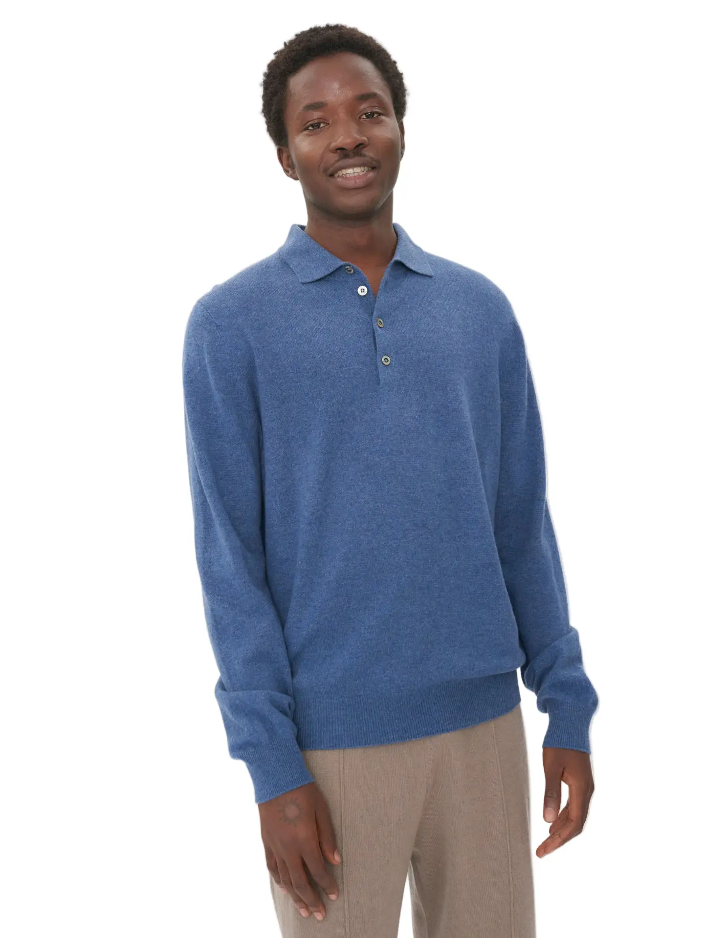 Men's Essential Cashmere Polo Shirt, Menswear Casual Plain Clothes for Daily Wear, Tops, Shirts