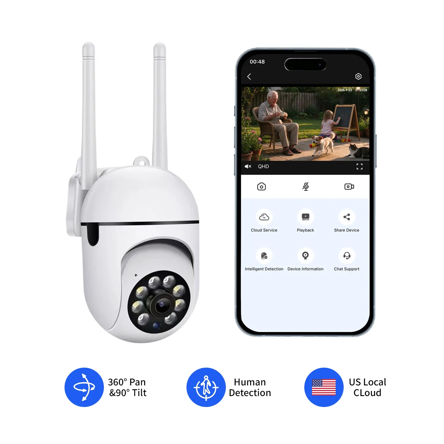 3MP WiFi Security Camera, 360° Pan Tilt Smart Surveillance Camera with AI Auto Tracking, Human Detection, Night Vision, 2-Way Audio, Motion Alerts, Remote App Control, SD Card & Cloud Storage, Automatic Monitoring